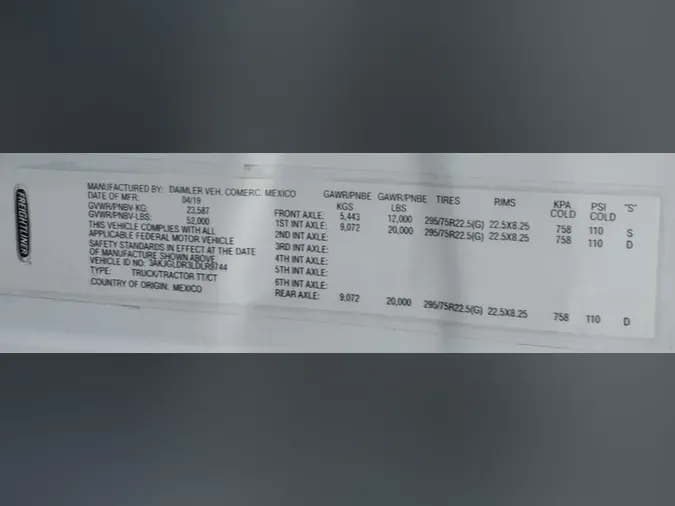 2020 FREIGHTLINER/MERCEDES CASCADIA 125