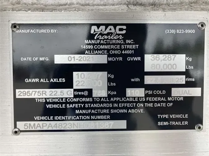 2024 MAC TRAILER MFG 48' ALUMINUM FLATBED - FIXED SPREAD AXLE