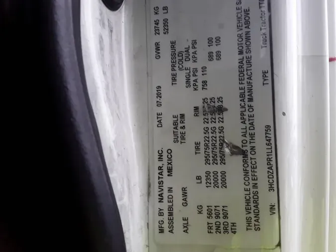 2020 NAVISTAR INTERNATIONAL LT625 DAYCAB T/Af621e637713f784d80223b6f8fe1aef7