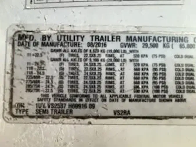 2017 UTILITY TRAILERS VS2RA 53/162/102