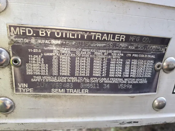 2016 UTILITY TRAILERS VS2RA 48/162/102