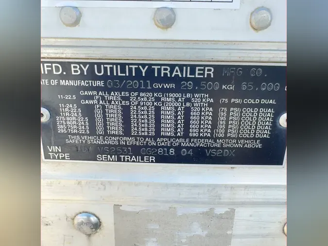 2012 UTILITY TRAILERS 4000DX 53/162/102