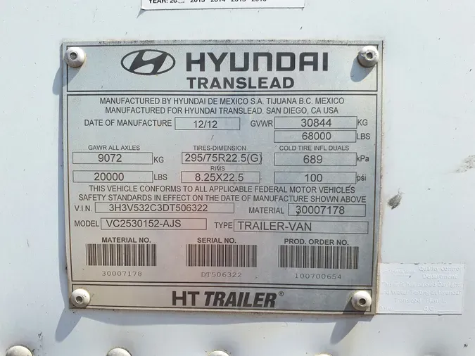 2013 HYUNDAI 53/102/162 ALUM