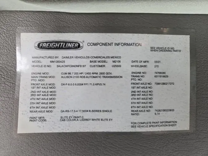 2022 Freightliner Business Class M2 106